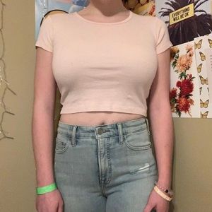 pink & white striped tee